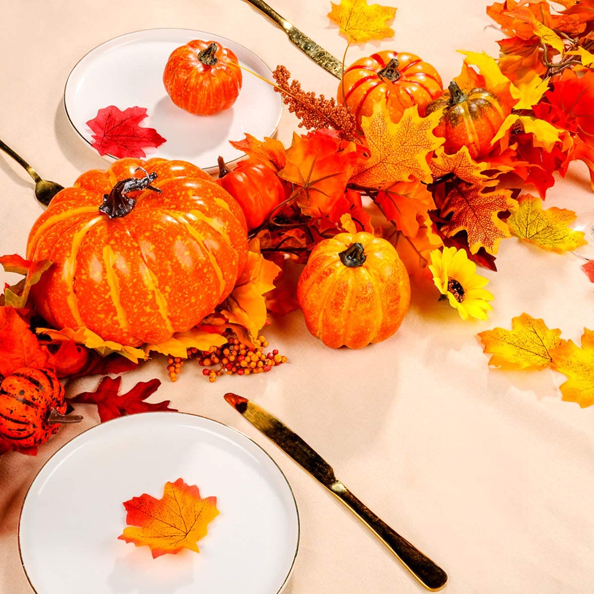 Pynerroy Thanksgiving Artificial Pumpkin Decoration, Realistic Foam Ye –  vensovo