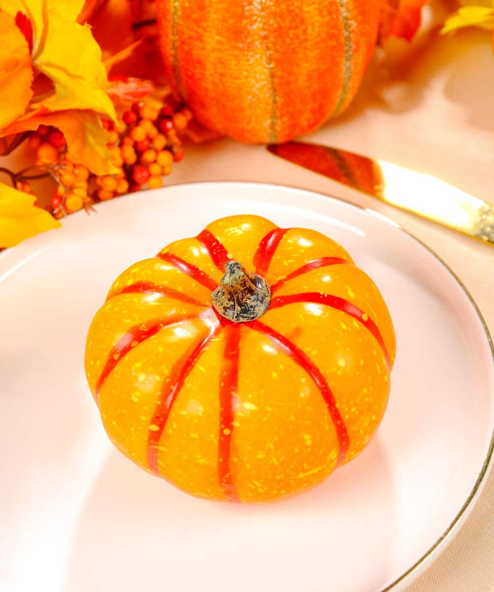 Pynerroy Thanksgiving Artificial Pumpkin Decoration, Realistic Foam Ye –  vensovo